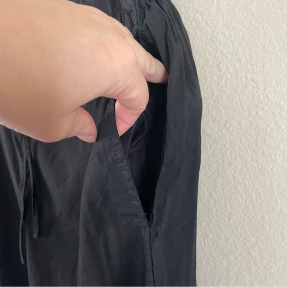 Theory Tralpin Drawstring Pants Black Crunch Wash Linen Blend Size 4 - Picture 7 of 12